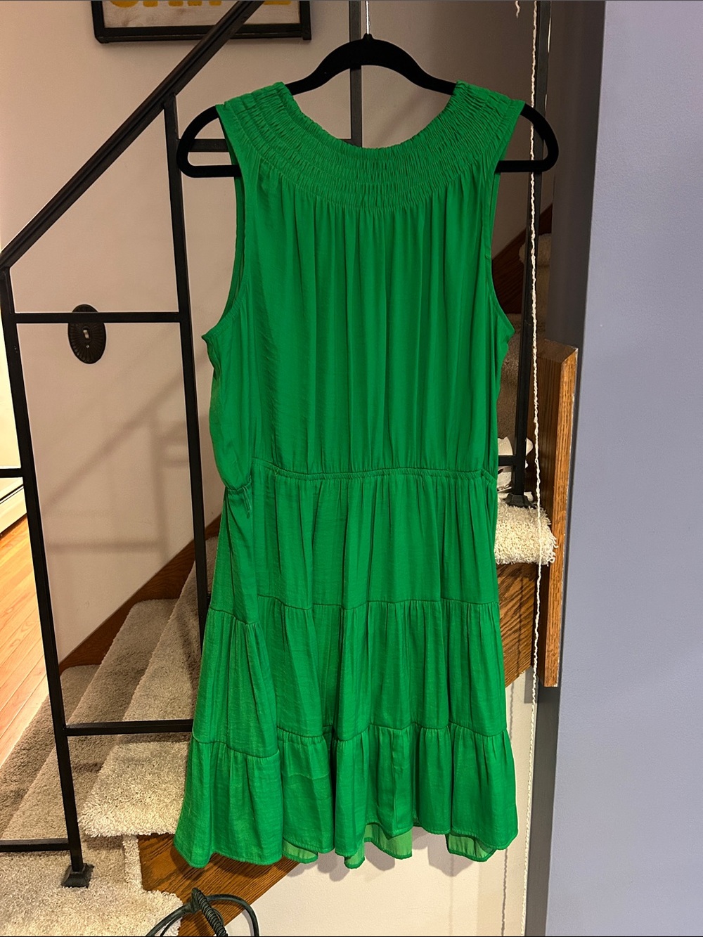 Simply Vera Vera Wang Bright Green Tiered Sleeveless Mini Dress